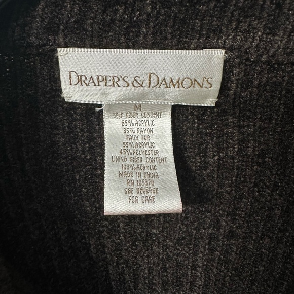 Draper's and Damon’s Brown Faux Leopard Full Zip Sweater Cardigan Sz. Medium EUC - Picture 2 of 7